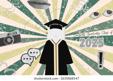 Graduation greeting vector template design.