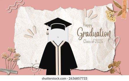Graduation greeting vector template design.