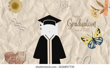 Graduation greeting vector template design.