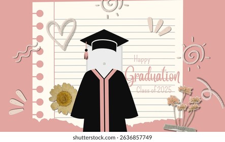 Graduation greeting vector template design.