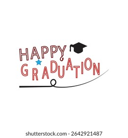 Graduation greetings vector illustration of an expression of joy and pride for someone's success in completing their education