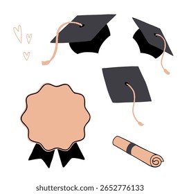 Graduation hand drawn doodle vector set
