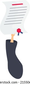 Graduation hand. Graduation event. Student party. Cheerful young people. University graduates dance and rejoice. Flat vector illustration.