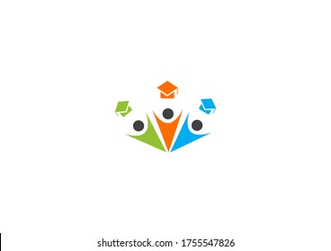 graduation happy vector logo design concept