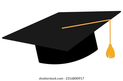 Graduation hat. Academic cap. Vector illustration isolated on white.