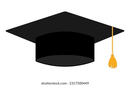 Graduation hat. Academic cap. Vector illustration isolated on white.