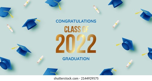 Graduation Hat Background For Education And End Of School Poster Or Background Concept With Pastel Color Scheme Vector Illustration