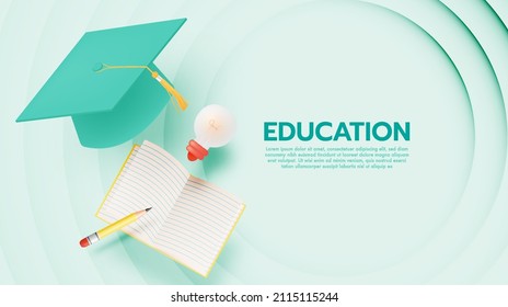 Graduación de los antecedentes para el afiche de educación o concepto de fondo con el esquema de colores pastel ilustración vectorial