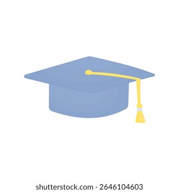 Graduation hat in blue. Symbol of graduation. Elements of education. Back to school