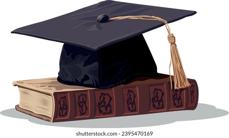 Graduation hat and a book