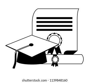 graduation hat book and certificate school