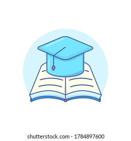 Graduation hat with book vector illustration suitable for education concept 