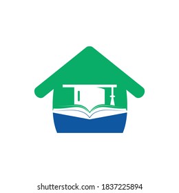 Graduation hat and book vector logo template. Education logo concept.	