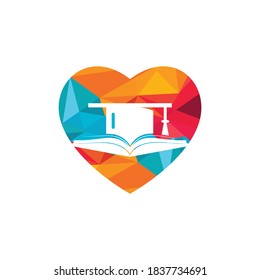 Graduation hat and book vector logo template. Education logo concept.	
