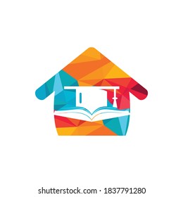 Graduation hat and book vector logo template. Education logo concept.	