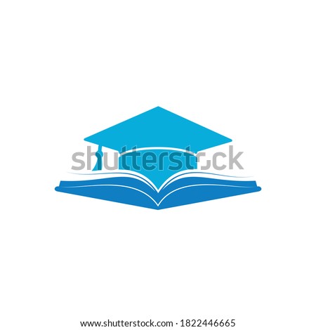 Graduation hat and book vector logo template. Education logo concept.