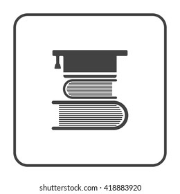 graduation hat with books icon