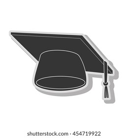 Graduation hat cap in black and white colors, isolated flat icon.