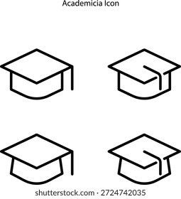 Graduation hat or cap flat outline icon for education apps and websites