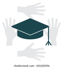 Graduation hat cap icon