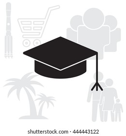 Graduation hat cap icon