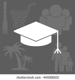 Graduation hat cap icon