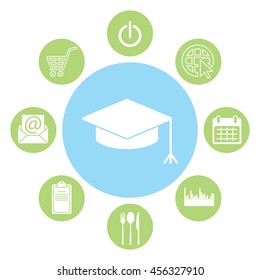 Graduation hat cap icon