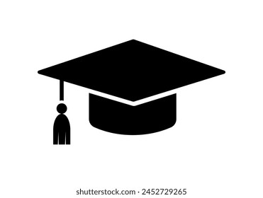 Graduierung Hut Cap-Symbol . Akademische Cap Vektor-Icons. Student hat ein einfaches schwarzes Symbol. Symbol für Abschluss und Ausbildung .	
