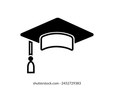 Graduation hat cap icon . Academic cap vector icons. Student hat simple black icon. Graduation and education symbol .	