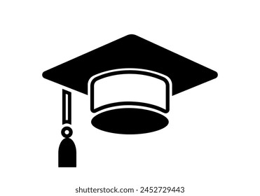 Graduation hat cap icon . Academic cap vector icons. Student hat simple black icon. Graduation and education symbol .	