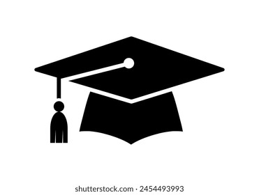 Graduation hat cap icon . Academic cap vector icons. Student hat simple black icon. Graduation and education symbol .	