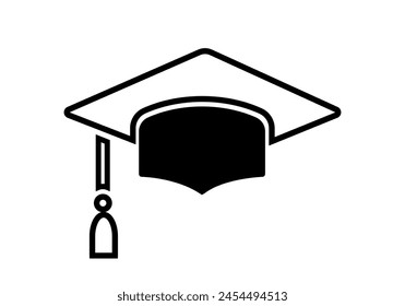 Graduation hat cap icon . Academic cap vector icons. Student hat simple black icon. Graduation and education symbol .	
