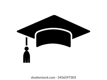 Graduierung Hut Cap-Symbol . Akademische Cap Vektor-Icons. Student hat ein einfaches schwarzes Symbol. Symbol für Abschluss und Ausbildung .	