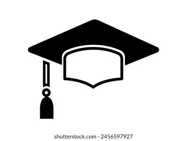 Icono de gorra de sombrero de graduación . Iconos vectoriales de gorra académica. Estudiante sombrero simple icono negro. Símbolo de graduación y educación 