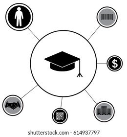 Graduation hat cap icon. vector illustration
