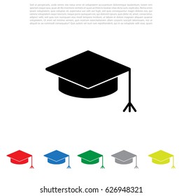 Graduation hat cap icon. vector illustration