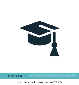 Graduation Hat / Cap Icon Vector Logo Template Illustration Design. Vector EPS 10.