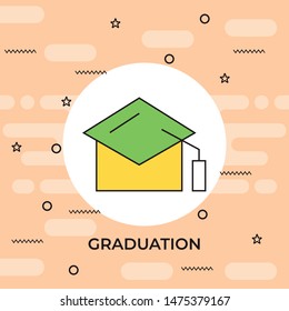 Graduation hat cap line art vector icon for education apps and websites
