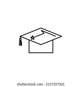 Graduation hat cap line art vector icon for education apps and websites