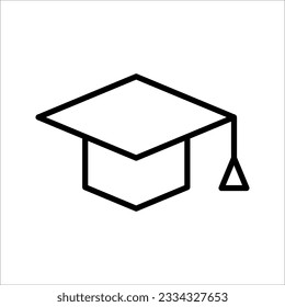 Graduation hat cap line art vector icon for education apps and websites, vector illustration on white background