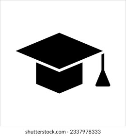 Graduation hat cap line art vector icon for education apps and websites, vector illustration on white background