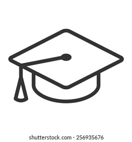 Graduation hat cap line art vector icon for education apps and websites