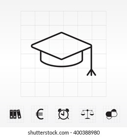 Graduation hat cap line art icon