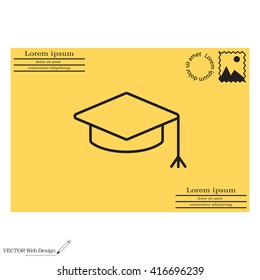 Graduation hat cap line art icon