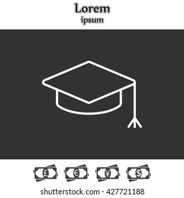 Graduation hat cap line art icon