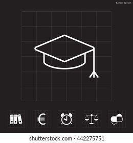 Graduation hat cap line art icon