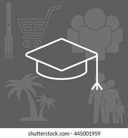 Graduation hat cap line art icon
