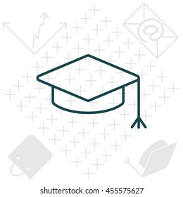 Graduation hat cap line art icon