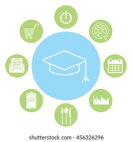 Graduation hat cap line art icon