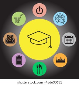 Graduation hat cap line art icon